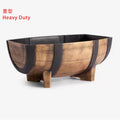 Half Barrel Flower Planter, Rustic Wooden Style Garden Pot