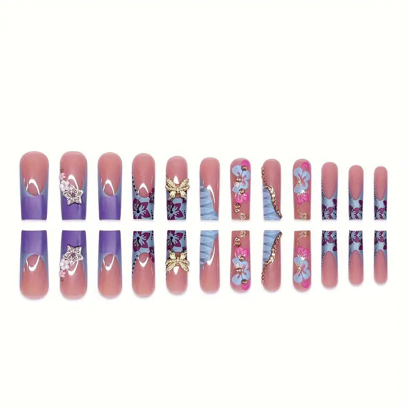 Butterfly Long Press-On Nails
