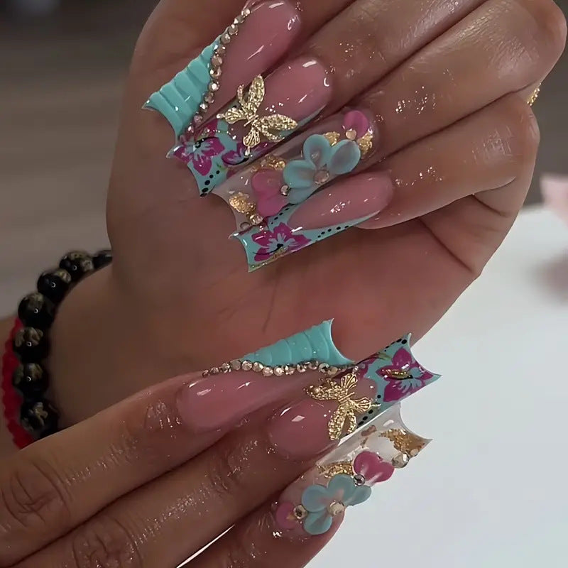 Butterfly Long Press-On Nails