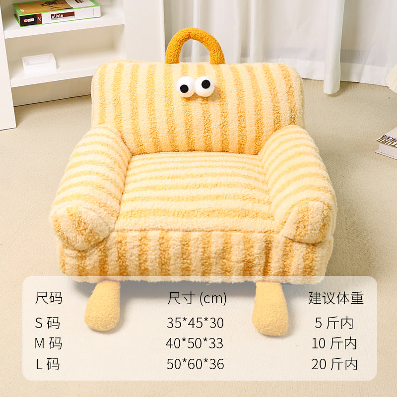 Soft Pet Sofa Bed for Dogs & Cats, Washable All-Season Pet Couch Bed