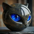 Black Cat Stone Sculpture, Luxury Animal Statue Home Decor