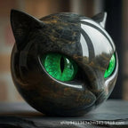Black Cat Stone Sculpture, Luxury Animal Statue Home Decor