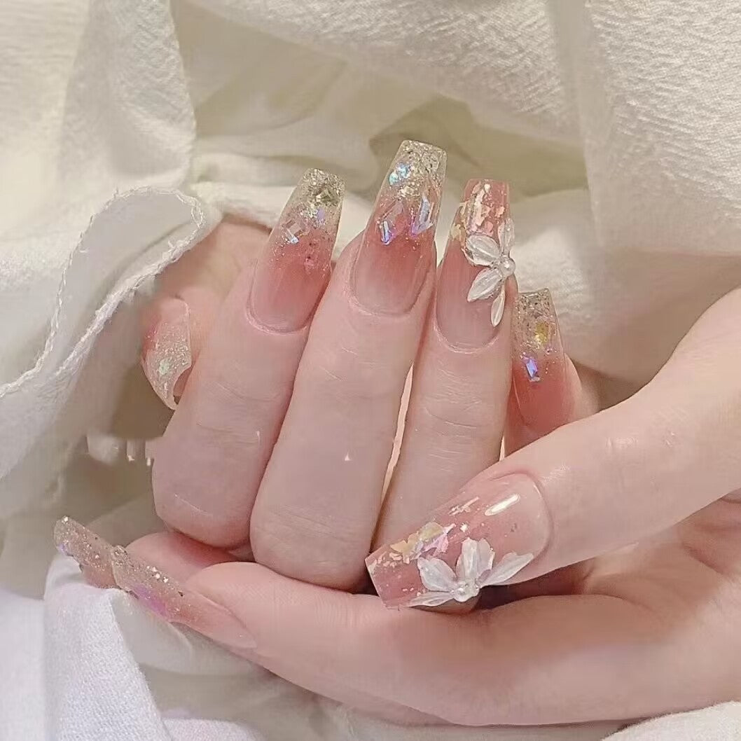 Ice Flower Press-On Nails